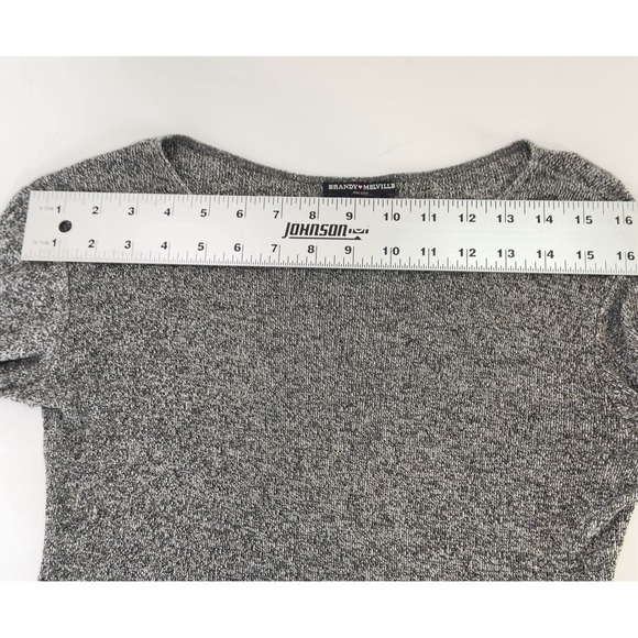 Brandy Melville Top Gray Cropped Long Sleeve Crew Neck - Picture 7 of 12